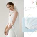 Unsutuo Bride Wedding Veil 1 Tiers Lace Applique Fingertip Bridal Tulle with Hair Comb for Women and Girls (White) (White)