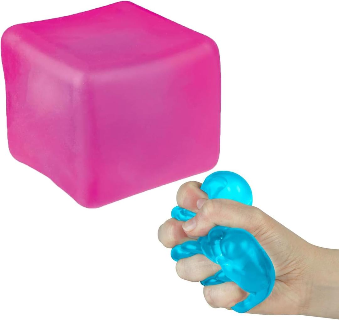 Sensory Squishies Ice Squeeze Ball, Slow Rising Stress Relief Cube for Adults, Stretchy Hand Fidget Toys for Stress Relief (Pink)