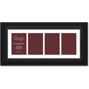 Craig Frames 9x22 Black Collage Frame, 4-5x7 Openings, White Mat, Wall Display