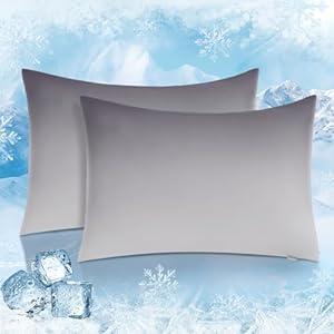 LUXEAR Cooling Pillow Cases, 2 Pack King Size Arc-Chill Q-max > 0.5 Gradient Cool Pillowcases for Hair Skin, Breathable Silky Cooling Summer Pillow Cover for Hot Sleepers & Night Sweats- Gradient Gray