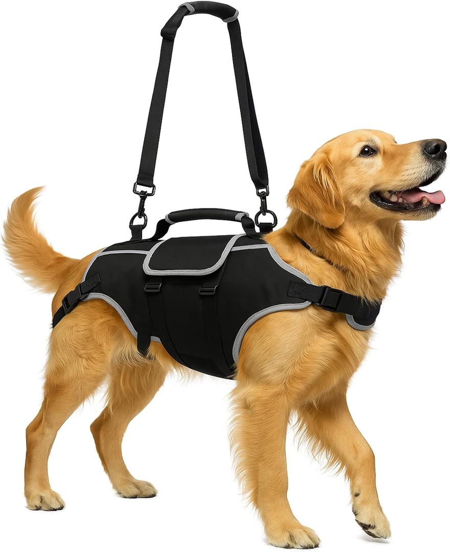 Full Body Dog Lift Harness - Help Large Dogs Up Adjustable Mobility Support Aid for Injured or Senior Dog and Dogs Hind Leg, Black XL