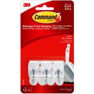Wholesale CASE of 25-3M Command Adhesive Utensil Hooks -Hooks w/Adhesive Strips,Small Wire,Holds 1/2lb.,3/PK,WE