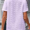 Falechay Summer Tops Chiffon Flowy Swiss Dots Blouses for Women Cute Boho Pullover Peasant V Neck Short Flutter Sleeve Light Purple Work Dressy Casual Spring Loose Business Plus Size 2Xl (Purple, XXL)
