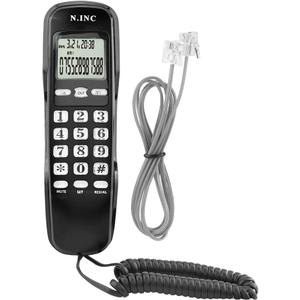 Landline Phone, Corded Phone for Home, Mini Wall Telephone with Caller ID, Vintage House Phone with LCD Display, Incoming Memories/Memories Checking/Call Back Function (Black)