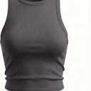 Versatile High Neck Crop Tank for Women - Workout, Yoga, and Daily Wear, Slimming Ribbed Bodycon Sleeveless Top (Gray) S