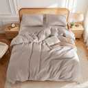 LBRO2M 100% France Linen Duvet Cover Set King Size 3 Pcs Natural Flax Comforter Cover with Zipper Closure 2 Pillowcase Breathable Duvet Cover (Linen King)