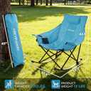 Oversized Rocking Camping Chair for Adults with Headrest, Portable Rocking Chair with Cup Holder, Side Pocket & Carry Bag, 400 lbs Heavy Duty Outdoor Rocker Chair for Camp, Patio, Blue