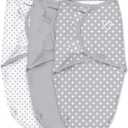 SwaddleMe by Ingenuity Original Swaddle, 100% Cotton, Improves Sleep & Calms Startle Reflex, 0-3 Months, 1.0 TOG, 3-Pack, Baby Swaddle Blanket - Criss Cross (Polk Dot 3pk)