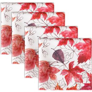 Softalker Fall Dinner Napkins, 17 x 17 Inch Set of 4, Thanksgiving Autumn Harvest Maple Leaf Farmhouse Dinner Napkins for Party Picnic Dinner Decor