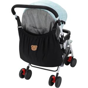 Accmor Universal Stroller Organizer, Large Storage Stroller Bag Fits for Uppababy, Nuna, Britax, Doona Strollers, Non-Slip Adjustable Storage Caddy Accessories for Stroller Crib (Black)