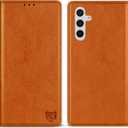 ZZXX for Samsung Galaxy S24 FE Wallet Case with [RFID Blocking] Card Slot Stand Strong Magnetic Leather Flip Fold Protective Phone Case for Samsung Galaxy S24 FE Case Wallet(Brown-6.7 inch)