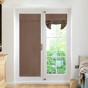 RYB Home Blackout Door Curtains 2 Panels Set, Privacy Insulating Glass Window Door Blind Shdes for Nana/Sidelight French Door Office, W 26 x L 72, Mocha