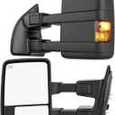 Smoked Power Heated Tow Mirrors Compatible with Ford Super Duty(2008-2016), Extended Trailer Towing Side Mirrors w/Turn Signal fits F250 F350 F450 F550 F-250 F-350 F-450 F-550