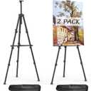 2 x Easels for Painting Canvas, Aredy 66" Art Easel for Drawing, Portable Painting Easel Stand, Metal Table Top Easel (2 Pack)