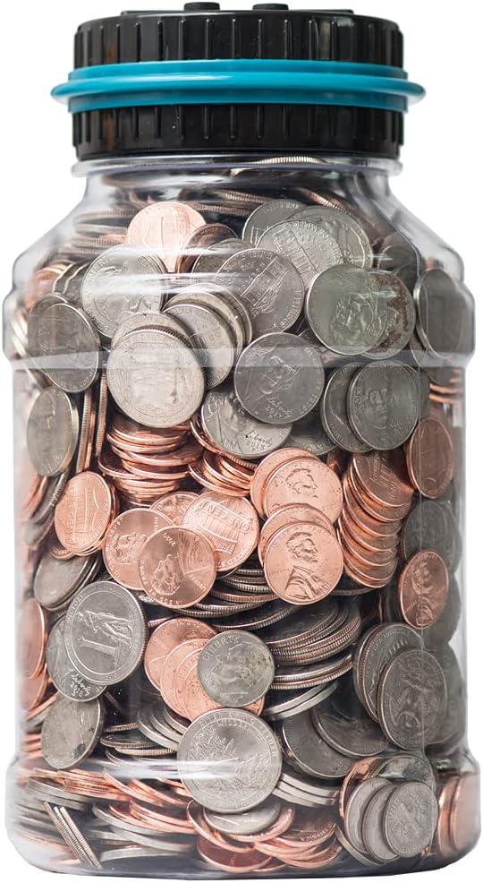 Electronic Piggy Bank by Houseify, Digital Bank Coin Counter w/LCD Screen, US Coins, Gift for Adults, Teens, Families, Couples, Coworkers, Counts 800-1000 Coins, Takes 2 AAA Batteries