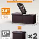 AmasSmile Footrest Ottoman Storage Bench,34" Leather Folding Chest,Brown, 34"D x 13"W x 13"H