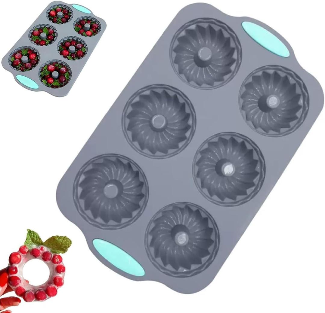 3 x Wreath Ice Mold for Holiday Cocktails, Flexible Silicone Mold for Wreath Ice Cubes, Soap & Chocolate, Donuts, Easy Release for Baking & DIY Crafts (Style-A)