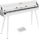 88 Key Full-Weighted Digital Piano - Wooden Upright Electric Keyboard with Progressive Hammer Action, 3-Pedal Unit, Stand & Headphone Jack for Beginner Adults (White)