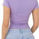 ForeFair Summer Going Out Top Women Casual Short Sleeve T Shirt Crew Neck Basic Tee (XS)