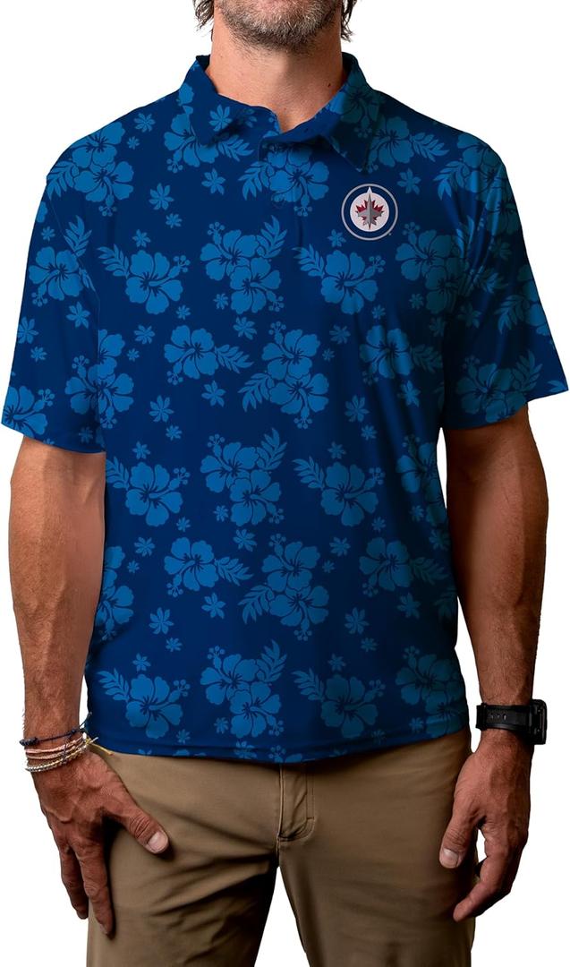 Blue 84 NHL Mens NHL Officially Licensed Short Sleeve Performance Polo Floral (X-Large, Team Color)