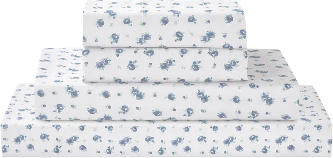 Modern Threads Silky Soft Microfiber and Wrinkle Free Sheets - Luxurious Microfiber Bed Sheets Includes Flat Sheet, Fitted Sheet with Deep Pockets, & Pillowcases Sweet Rose Blue, Full