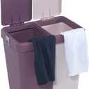 Mabel Home Plastic Laundry Hamper with Lid, 2 sections, Large Laundry Basket Extra Trash Bin (1,6 Gallons) inc. (Pink-Purple)
