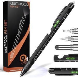 Fathers Day Dad Gifts, 9 in 1 Multitool Pen, Cool Gadgets Tools for Men, Gifts for Dad Boyfriend, Men's Christmas Gifts, Unique Stuff for Boyfriend Husband Friends Grandpa (Black)