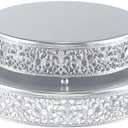 Round Cake Stand Set of 2 Metal Cupcake Stands Dessert Display Plate for Wedding Party Birthday,Matte Silver