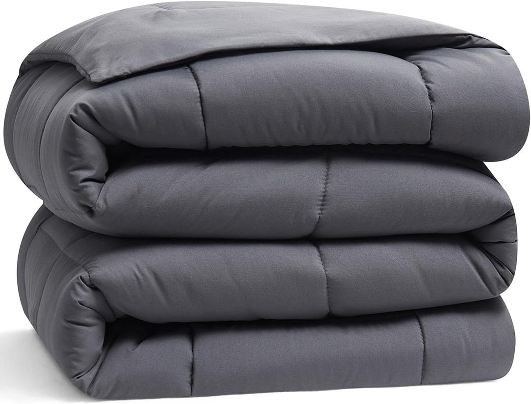 Quilted Down Alternative Comforter Twin XL - All Season Grey Duvet Insert With Corner Tabs