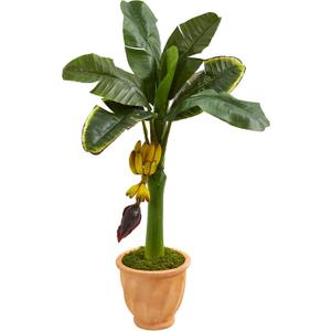 Nearly Natural 3ft. Banana Artificial Tree in Terracotta Planter