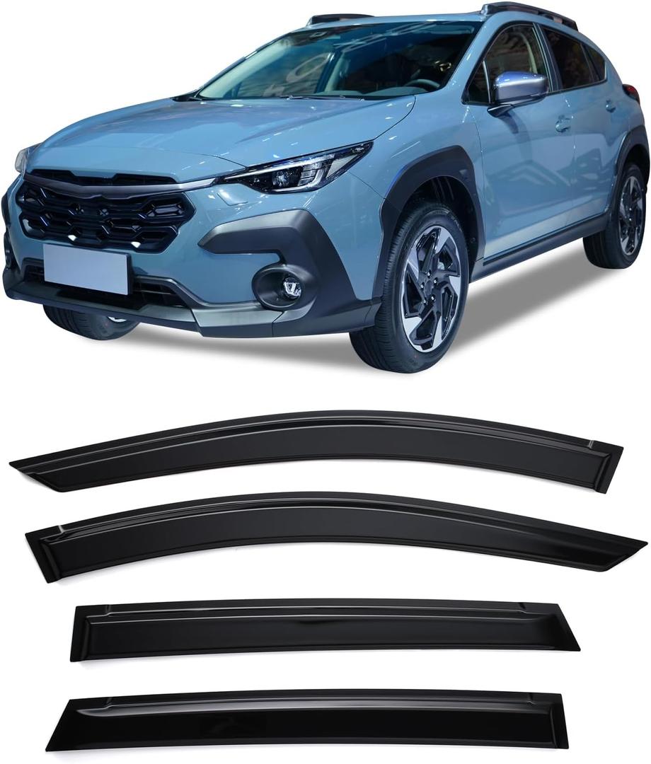 Tape-on Sun/Rain Guard Side Window Visor Deflectors Rain Guards Compatible with 2024 2025 Crosstrek Window deflectors 4 Pcs