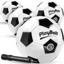 PlayBolt Soccer Ball Size 3 - Premium PVC Leather Cover - Youth Soccer Balls with Pump - Training, Practice, Match & Game Ball for Kids (Pack of 4)