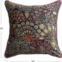 Creative Co-Op, Multicolor Botanical Print Eyelash Fringe Cotton Velvet Square Pillow, Finish, 20 inches x 20 inches x 1.5 inches