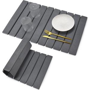 Large Stone Dish Drying Mats for Kitchen Counter, 24"(L)16"(W) Collapsible Quick Dry Dish Drying Mat, Eco-Friendly Absorbent Diatomaceous Earth Mat for Dishes Bottles Cups, Match Any Countertop (Gray)