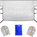 Big Hippo Thickened Car Windshield Cover for Snow and Ice,Heavy Duty Windshield Snow Cover, All-Weather Protection Against Hail, Wind and Sun, Fits Large SUVs & Trucks (70.86x42.5/Silver)