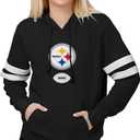 FOCO Women's Standard Striped Sleeve Hoodie (Large, Team)
