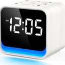 HOUSBAY Wooden Sound Machine Alarm Clock for Bedrooms - Gentle Wake-Up with Birdsong, White Noise for Sleeping, Small Digital Clock for Phone-Free Routine - Ash Wood