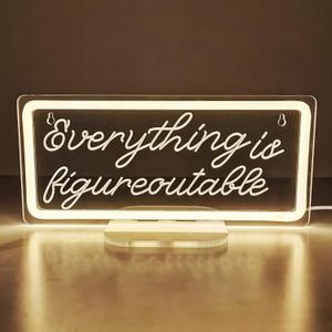 Everything Is Figureoutable Sign, Home Office Decoration Sign,Office Wall Decor Inspirational Sign With Stand For Shelf Table, Home Cubicle, Cheer Up Gifts for Friends Coworker