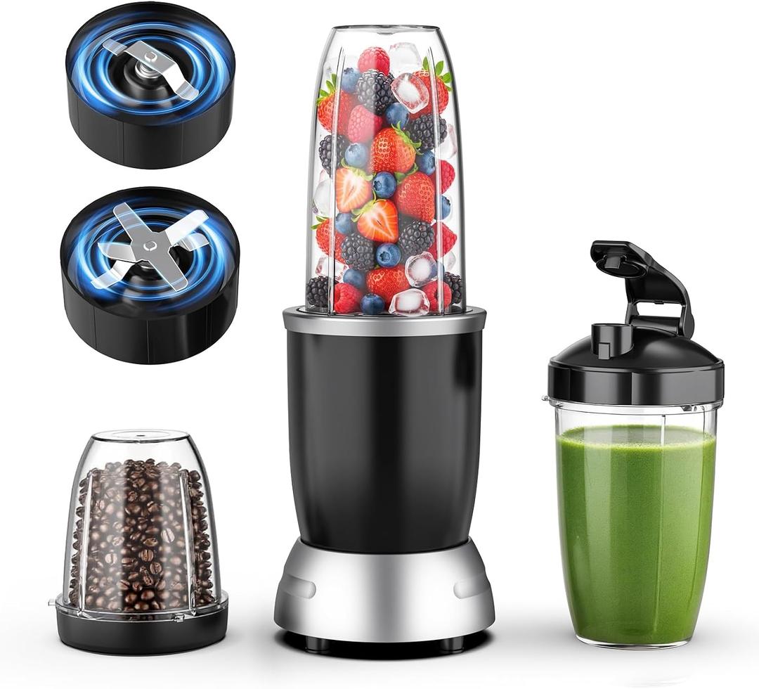 Countertop Blenders for Kitchen, 25000RPM Smoothie Blender with 37oz 32oz 23oz Portable Cups, Personal Blender for Shakes and Smoothies for Ice Crushing, Frozen Drinks, Milkshake, Juice, Nuts
