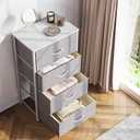 ODK Dresser for Bedroom with 4 Storage Drawers, Small Dresser Chest of Fabric Drawers with Sturdy Steel Frame, Wood Top, Light Grey