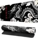 Gaming Mouse Pad Desk Pad,Extended Big Mouse Pad,31.5x11.8 Inch Long Computer Keyboard Mouse Mat Mousepad with 3mm Non-Slip Base and Stitched Edge for Gaming and Office (Loong)