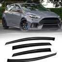 4 x Rain Guards for 2012-2018 Ford Focus Sedan & Hatchback (Not fit rs), Out-Channel Window Visor Shields Vent Deflector Shade Wind Dark Smoke 2013 2014 2015 2016 2017 12 13 14 15 16, Outside-Mount, 4PCS