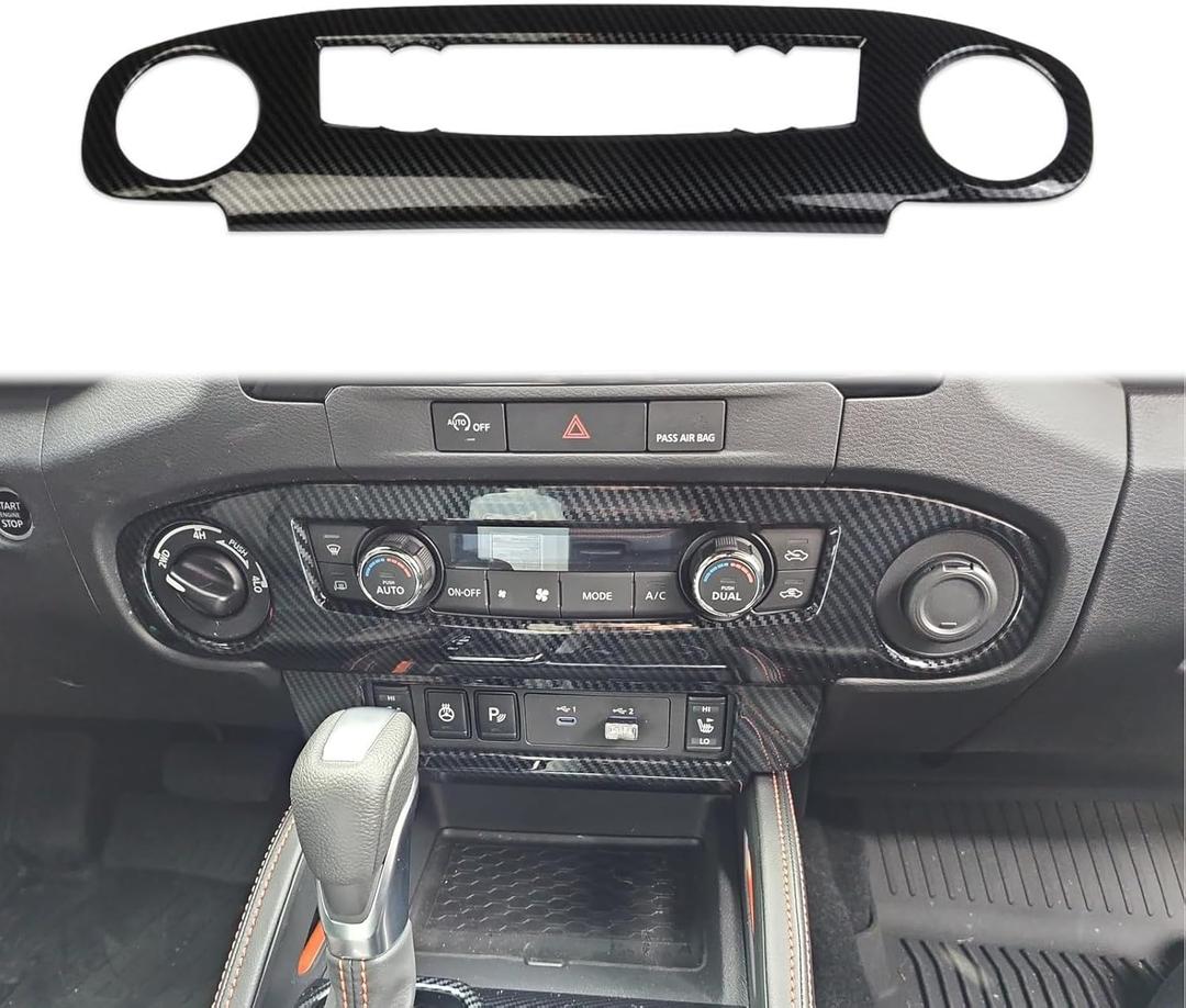 Korlot Carbon Fiber Center Console Air Conditioner Panel AC Cover Trim for Nissan Frontier 2022-2024
