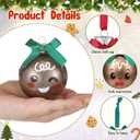 Simgoing 12 Pcs Gingerbread Christmas Ornaments 2.4 Inch Glitter Brown and Gold Gingerbread Tree Decoration Xmas Hanging Ginger Bread Ball Ornaments for Holiday Garlands Fireplaces Mantle Decor