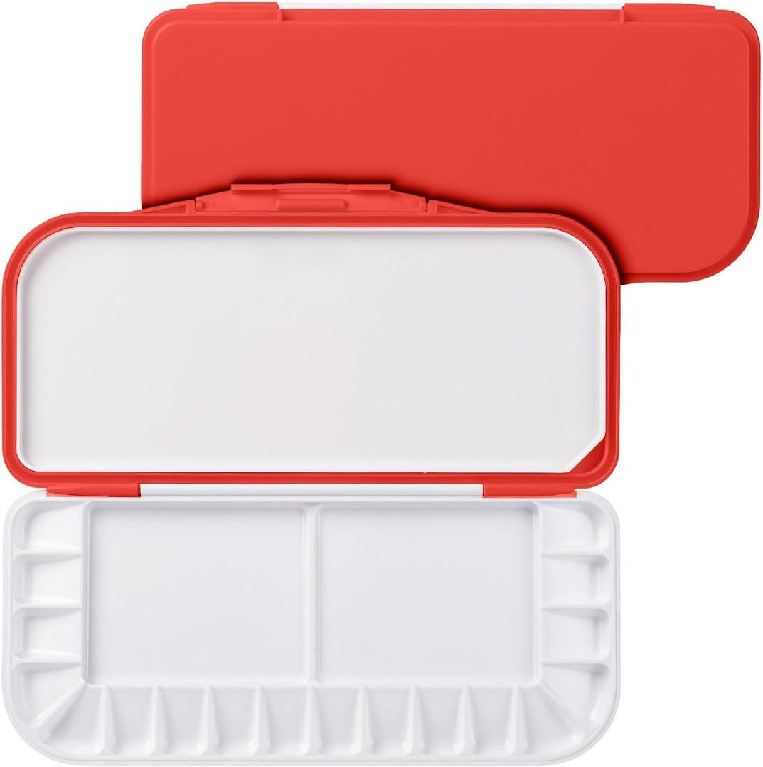 Mr. Pen- Airtight Watercolor Palette with Lid, 18 Wells & 2 Mixing Areas, Lightweight Sealing Paint Palette for Travel, Painting, Watercolor Mixing, Art Class and Studio Use (Red)
