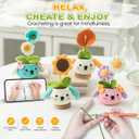 SERENI Crochet Kit for Beginners, Crochet Kit for Adults, 4PCS Flower Crochet Starter Kit with Step-by-Step Video Tutorials, Fun & Relaxing Craft Kit with Hooks & Tools (40%+ Yarn)