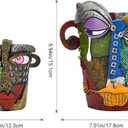Abstract Face Planters Pots - Whimsical Hand-Painted Ceramic Face Pot for Succulents, Unique Planters for Indoor Garden Decor, Artistic Home & Office Desk Decoration（1small& 1 big）