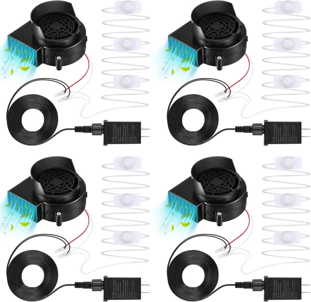 Hiboom 4 Pack Replacement Inflatable Fan Blower, 0.5A Output Air Blower for Inflatable with 3 LED, Air Blow Replacement for Halloween Christmas Yard Blow Up Decor