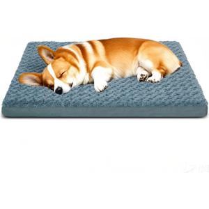 Orthopedic Dog Beds for Crate with Removable Washable Cover Egg-Crate Foam Pet Pad Mat with Anti-Slip Bottom,Waterproof Dog Beds Small Medium Sized35x18 Inch