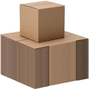 Schliersee 5x5x5 Shipping Boxes Set of 50, Brown Kraft Corrugated Cardboard Square Business Boxes Mailers for Packaging, Moving